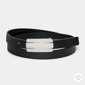 NWT Universal Thread Silver Textured Plaque Buckle Belt Black Size Medium